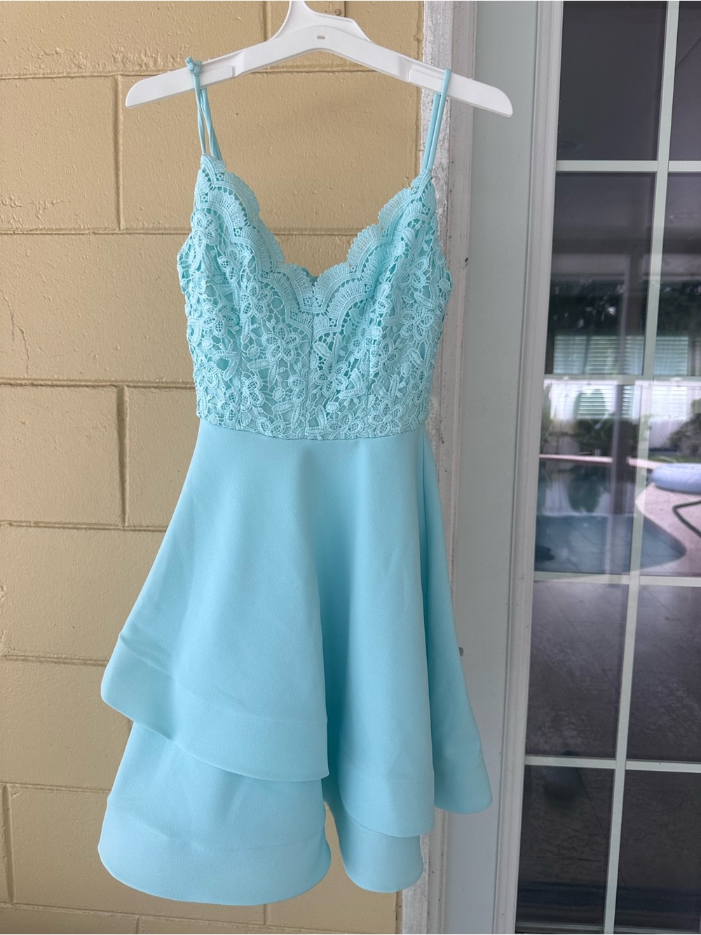 B. Darlin Mint Lace Fit-and-Flare Dress
